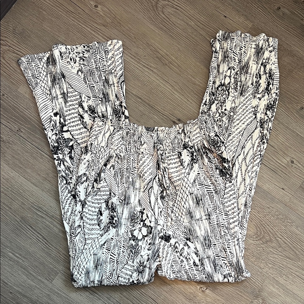 Paper Crane Monochrome Patterned Wide Leg Pants